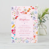 Invitation Un Petit Baby shower Fille De Fleurs Roses Fleurs  (Debout devant)