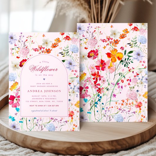 Invitation Un Petit Baby shower Fille De Fleurs Roses Fleurs 