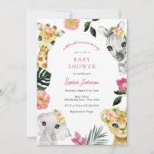 Invitation Un Petit Baby shower Fille Une Jungle Un Peu Sauva (Devant)