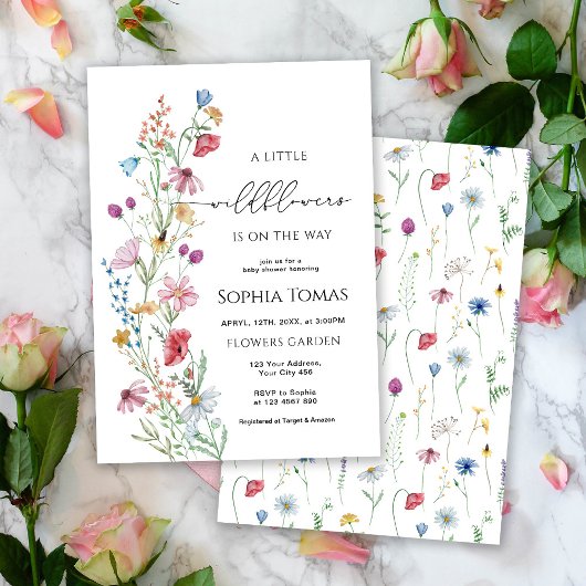 Invitation Un Petit Baby shower Fleur sauvage