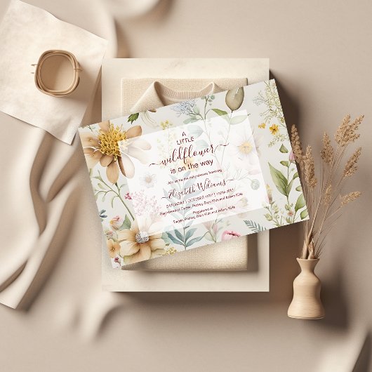 Invitation Un petit Baby shower Fleur sauvage