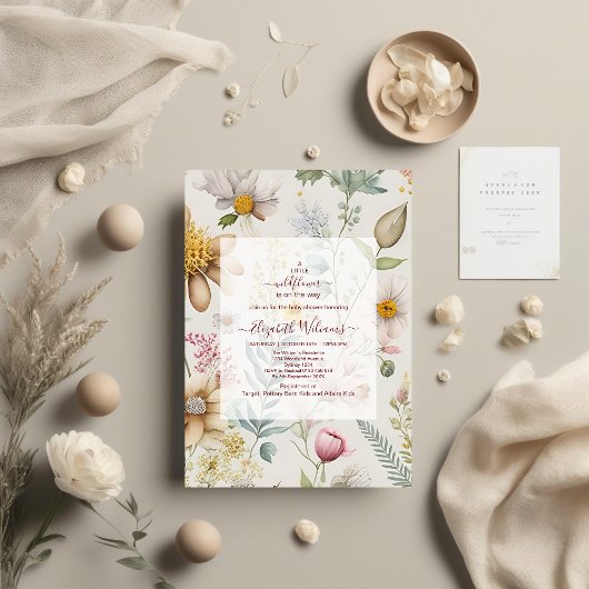 Invitation Un petit Baby shower Fleur sauvage