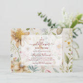 Invitation Un petit Baby shower Fleur sauvage (Debout devant)