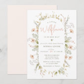 Invitation Un Petit Baby shower Fleur sauvage Boho Bee Girl (Devant / Derrière)