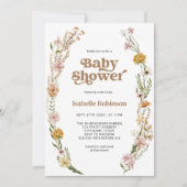 Invitation Un Petit Baby shower Fleur sauvage Boho Chic Girl (Devant)