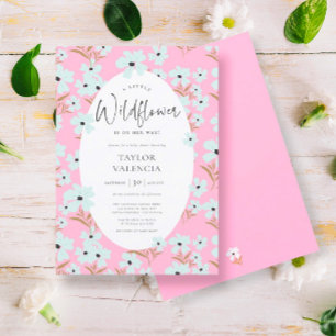 Invitation Un Petit Baby shower Fleur sauvage Boho Rose Girl