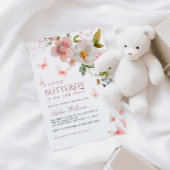 Invitation Un petit Baby shower Fleur sauvage de papillon