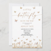 Invitation Un petit Baby shower Fleur sauvage papillon (Devant)