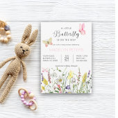 Invitation Un petit Baby shower Fleur sauvage papillon