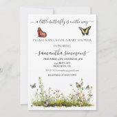 Invitation Un petit Baby shower Fleur sauvage papillon (Devant)
