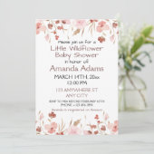 Invitation Un petit Baby shower Fleur sauvage rose (Debout devant)
