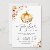 Invitation Un petit baby shower fleuri à l'or citrouille (Devant)