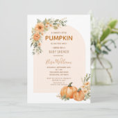 Invitation Un petit Baby shower fleuri d'automne doux et Citr (Debout devant)