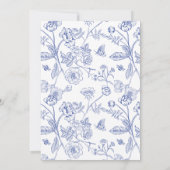 Invitation Un petit Baby shower floral bleu et blanc à papill (Dos)