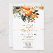 Invitation Un Petit Baby shower Floral D'Agrumes Oranges Cuti (Devant)