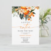 Invitation Un Petit Baby shower Floral D'Agrumes Oranges Cuti (Debout devant)