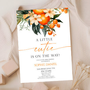Invitation Un Petit Baby shower Floral D'Agrumes Oranges Cuti