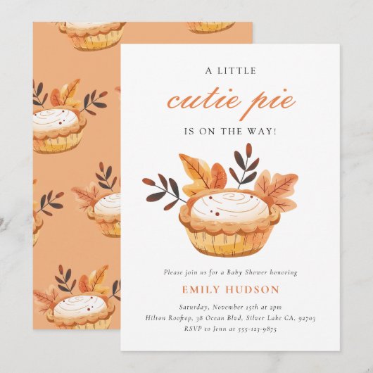 Invitation Un Petit Baby shower Floral De La Chute De Pie Cut (Devant / Derrière)