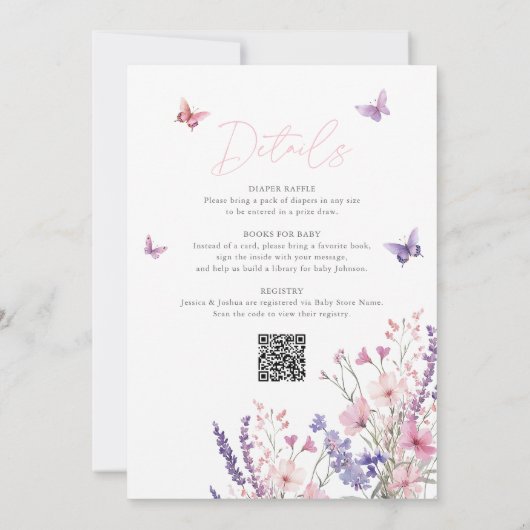 Invitation Un Petit Baby shower Floral De Papillon Tout En Un (Dos)