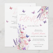 Invitation Un Petit Baby shower Floral De Papillon Tout En Un (Devant / Derrière)