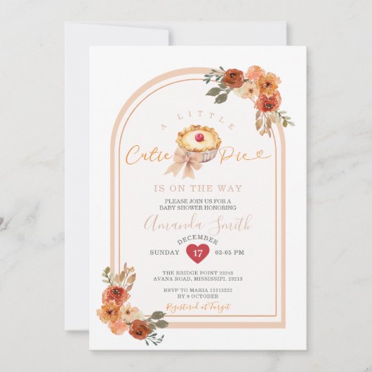 Invitation Un Petit Baby shower Floral De Pie Boho Arch Cutie (Devant)