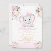 Invitation Un Petit Baby shower Floral Eléphant Fille Arachid (Devant)