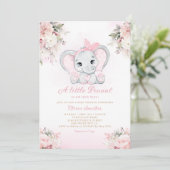 Invitation Un Petit Baby shower Floral Eléphant Fille Arachid (Debout devant)