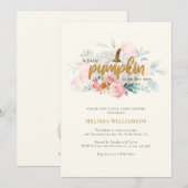 Invitation Un Petit Baby shower Floral Rose Citrouille Fille (Devant / Derrière)