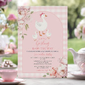 Invitation Un Petit Baby shower Floral Rose Gosling En vichy