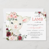 Invitation Un Petit Baby shower Floral Verdoyant D'Agneau (Devant)