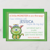 Invitation Un petit Baby shower monstre (Devant / Derrière)