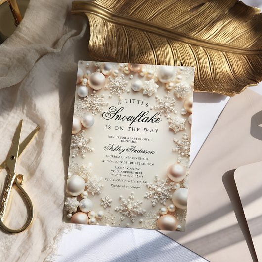Invitation Un petit Baby shower neutre de flocon de neige