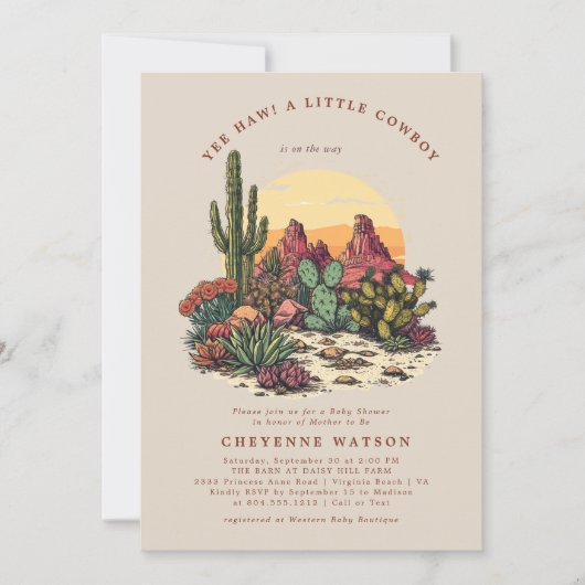Invitation Un petit Baby shower occidental Cowboy (Devant)