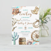 Invitation Un petit Baby shower occidental rustique (Debout devant)