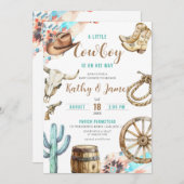 Invitation Un petit Baby shower occidental rustique (Devant / Derrière)