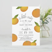 Invitation Un Petit Baby shower Orange Citrus Cutie (Debout devant)