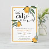 Invitation Un petit Baby shower orange Clementine (Debout devant)