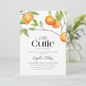 Invitation Un petit Baby shower orange Clementine (Debout devant)