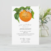 Invitation Un Petit Baby shower Orange Cutie (Debout devant)