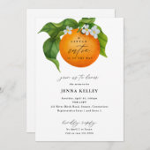 Invitation Un Petit Baby shower Orange Cutie (Devant / Derrière)