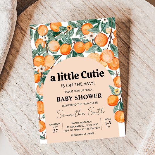 Invitation Un Petit Baby shower Orange Cutie