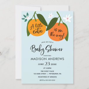 Invitation Un Petit Baby shower Orange Cutie