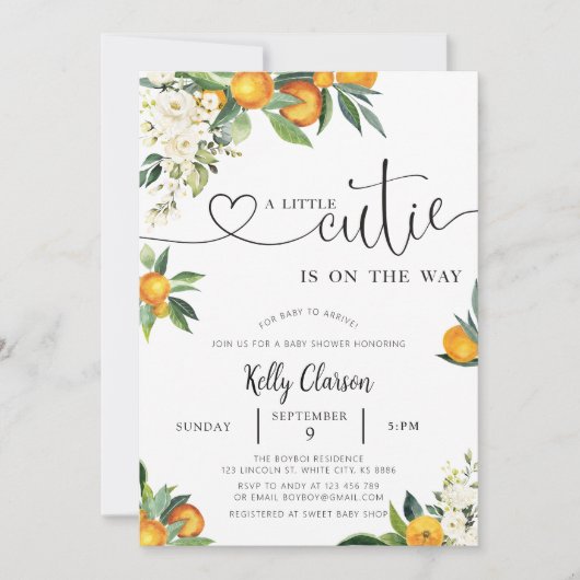 Invitation Un Petit Baby shower Orange Cutie (Devant)