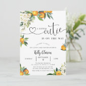 Invitation Un Petit Baby shower Orange Cutie (Debout devant)