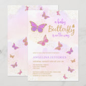 Invitation Un petit Baby shower papillon (Devant / Derrière)