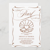 Invitation Un Petit Baby shower Perle Dessiné À La Main (Devant / Derrière)