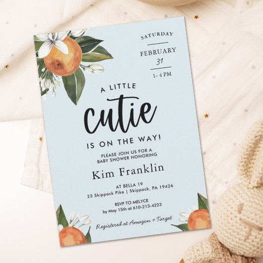 Invitation Un petit BABY SHOWER pour garçon Clementine Orange
