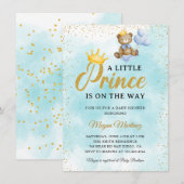 Invitation Un petit Baby shower Prince Blue Gold Boy (Devant / Derrière)