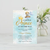 Invitation Un petit Baby shower Prince Blue Gold Boy (Debout devant)