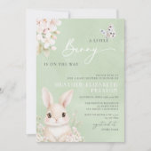 Invitation Un petit Baby shower QR vert Bunny Sage (Devant)